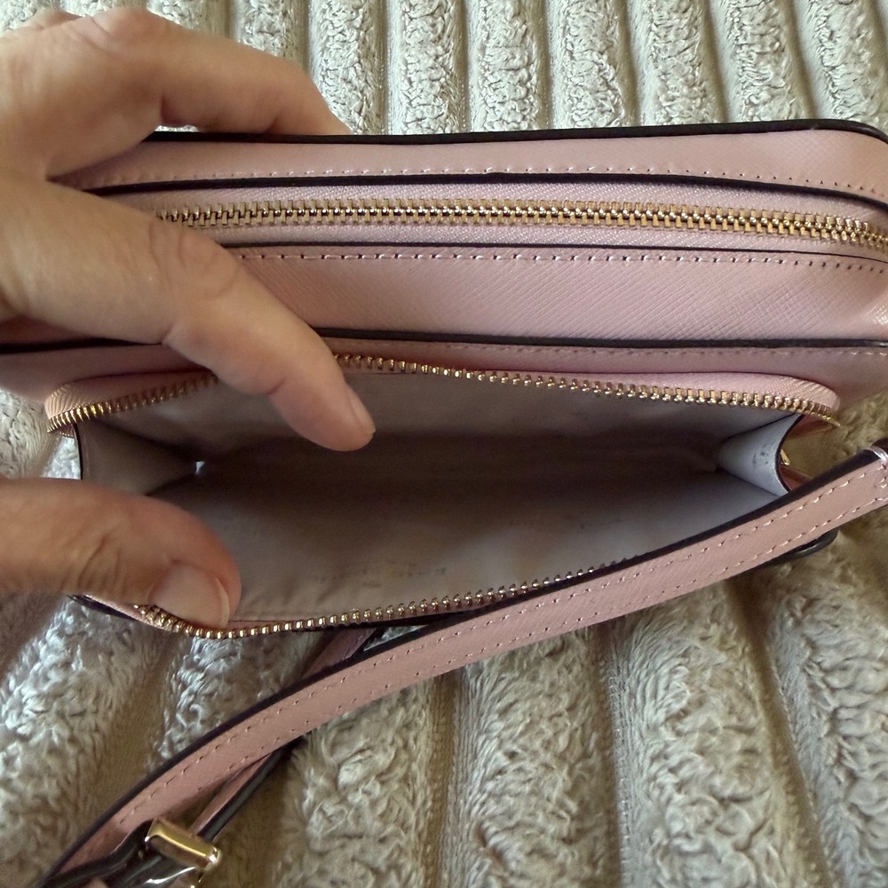 Kate Spade Staci Dual Zip Crossbody Bag Tutu Pink Saffiano Leather KG036 - Picture 6 of 15